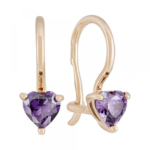 Золотые серьги с фианитом № 133471