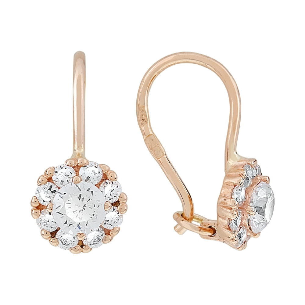 Золотые серьги с фианитом № 116997