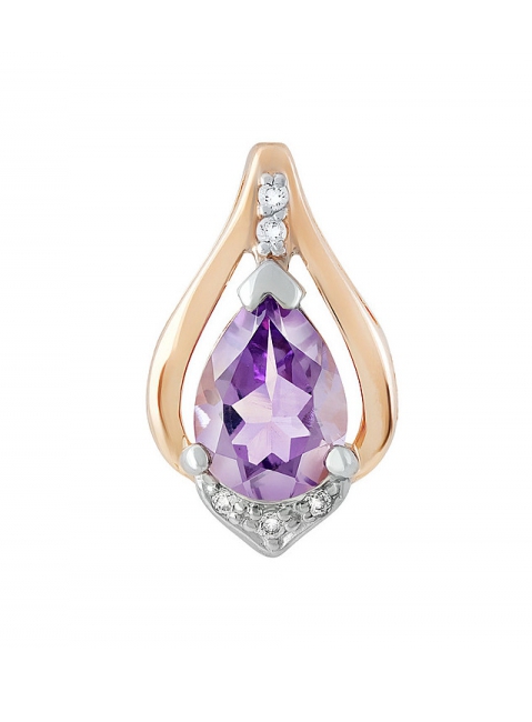 Золотая подвеска с аметистом и фианитом № 126356