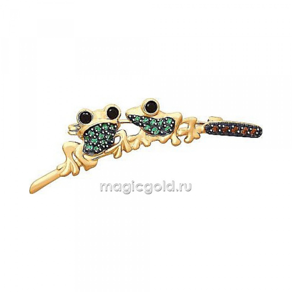 Золотая брошь с фианитом № 174080
