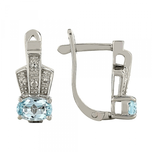 Золотые серьги с бриллиантами и топазом № 83611