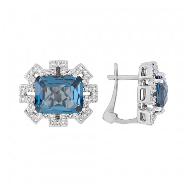 Золотые серьги с бриллиантами и топазом № 114858