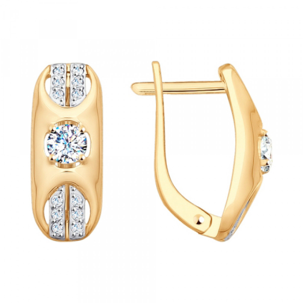 Золотые серьги с фианитом № 162099