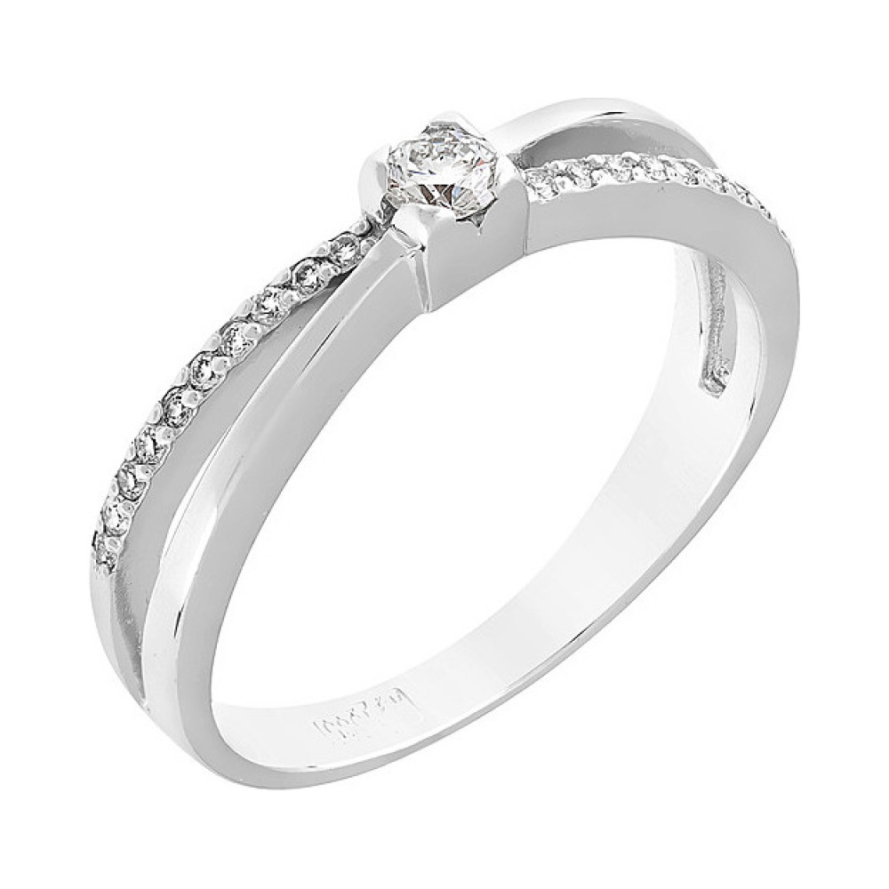 Золотое кольцо с бриллиантом № 104154