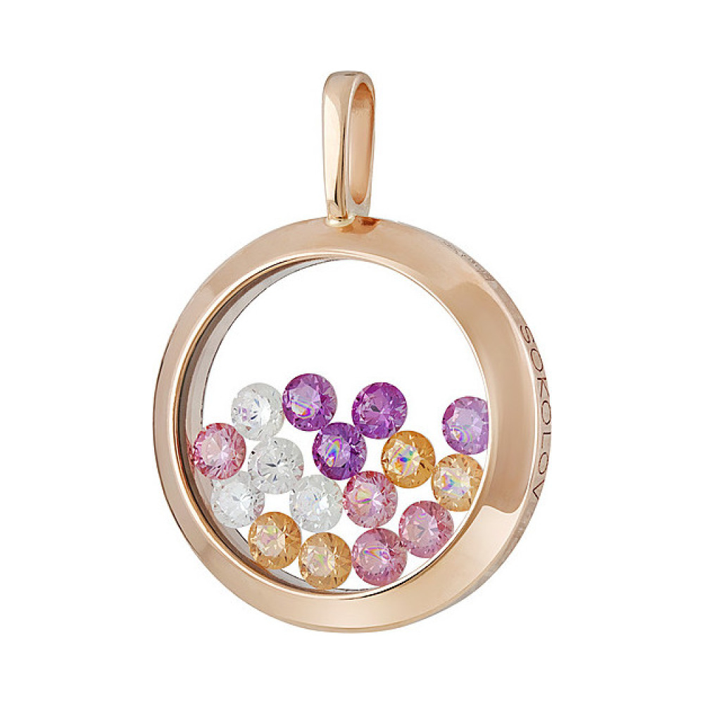 Золотая подвеска с плавающими фианитами № 135285