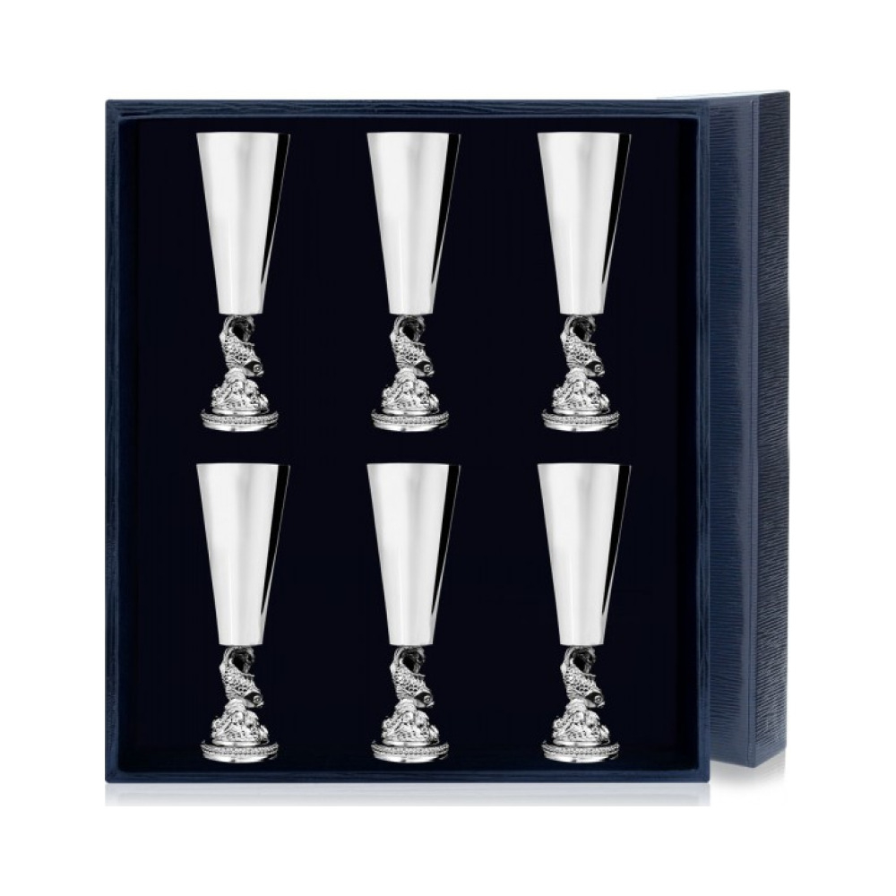 Набор серебряных рюмок  Золотая Рыбка 