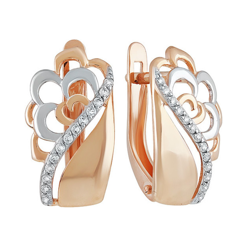 Золотые серьги с фианитом № 136945