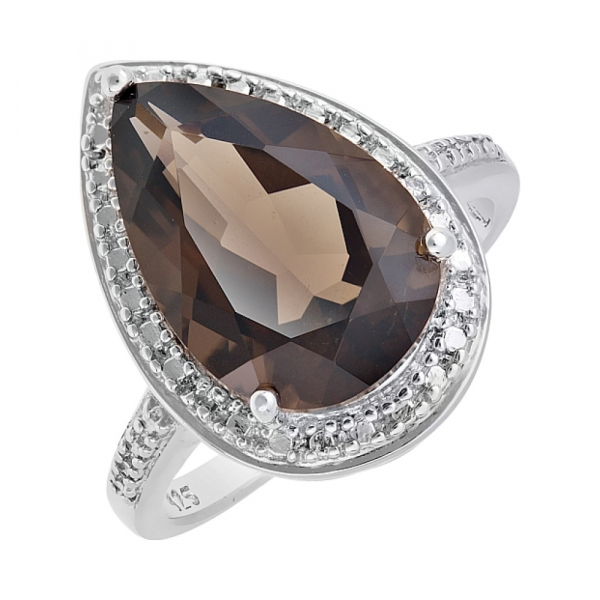 Серебряное кольцо с кварцем и фианитом № 68501