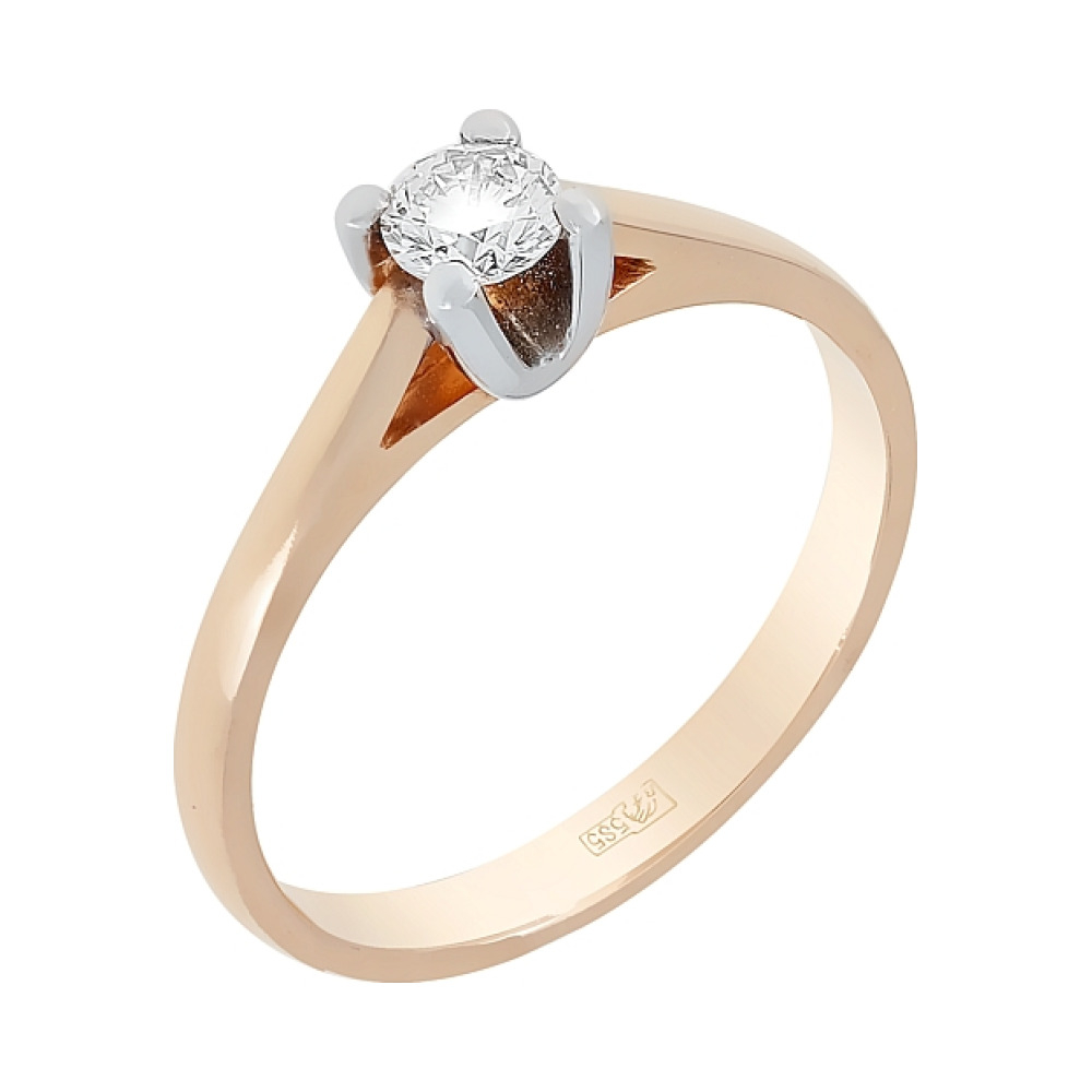 Золотое кольцо с бриллиантом № 101582