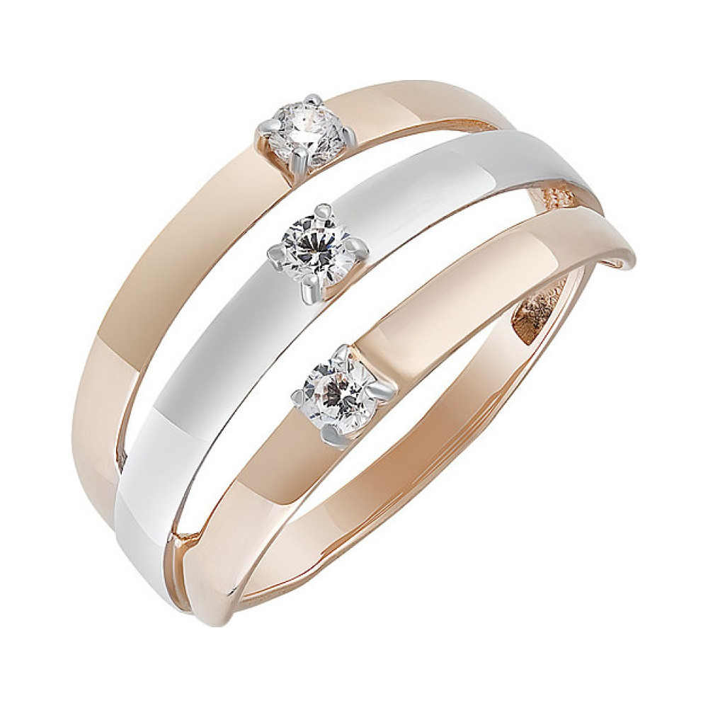 Золотое кольцо с фианитом № 135275