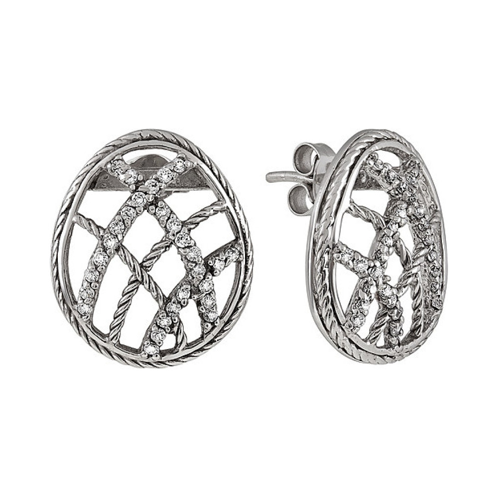 Серебряные серьги с фианитом № 121770