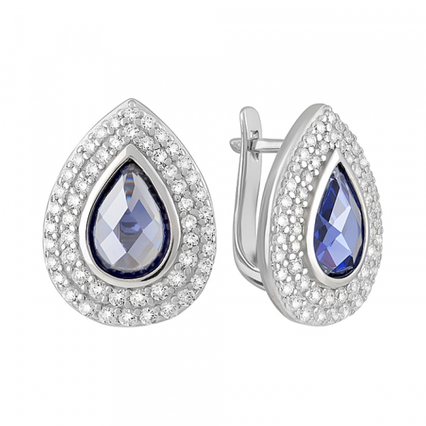 Серебряные серьги с фианитами № 127763