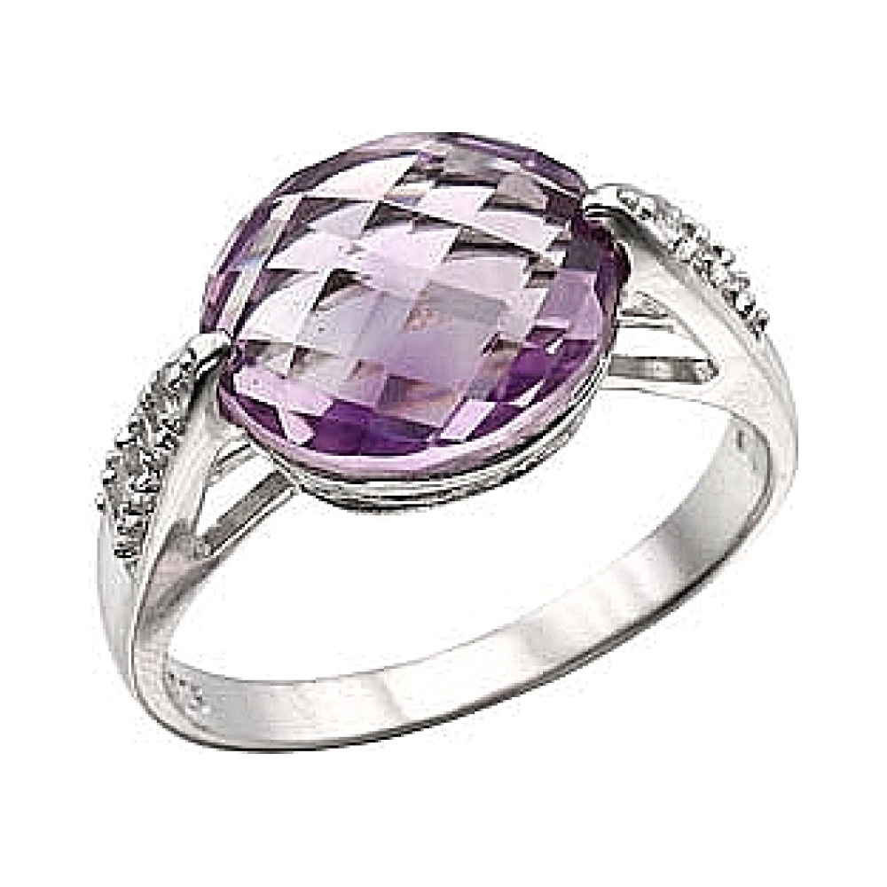 Серебряное кольцо с топазом и аметистом № 30936