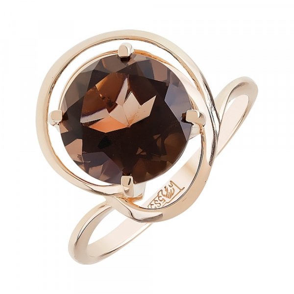 Золотое кольцо с раухтопазом № 107721