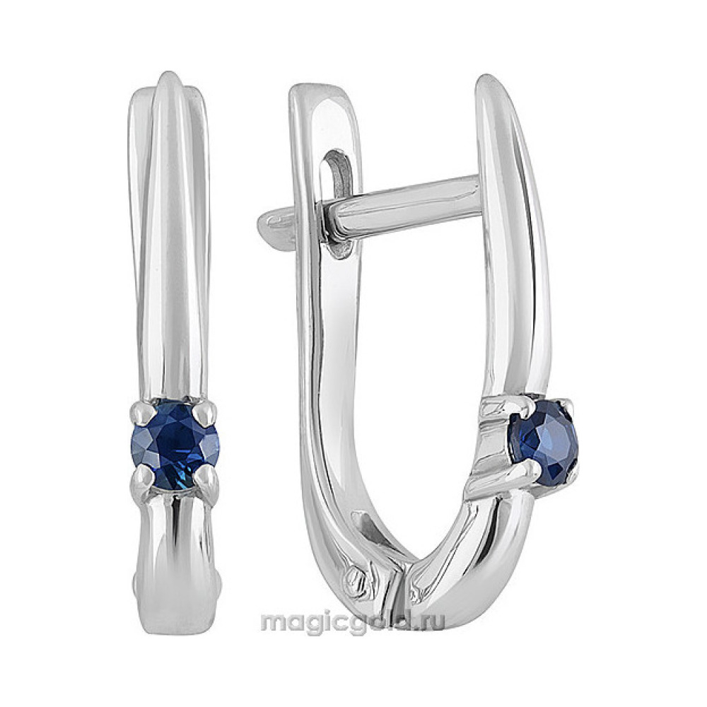 Золотые серьги с сапфиром № 159125