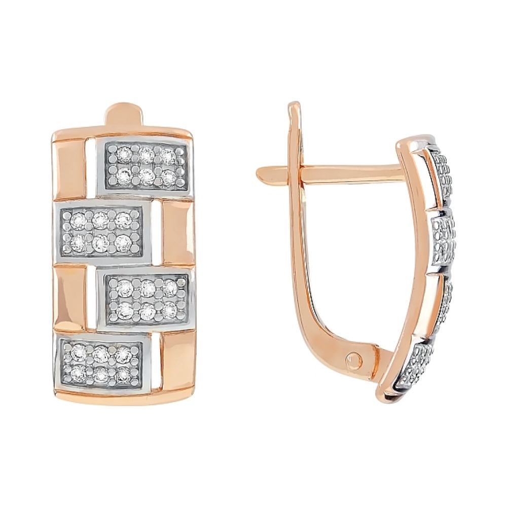 Золотые серьги с фианитами № 112364