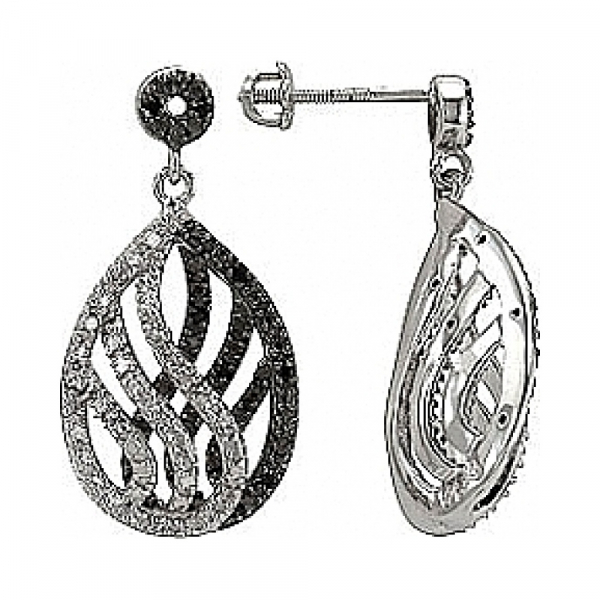 Серебряные серьги с фианитом № 74993