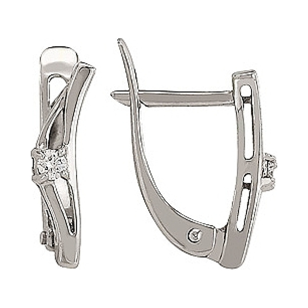 Золотые серьги с бриллиантом № 114666