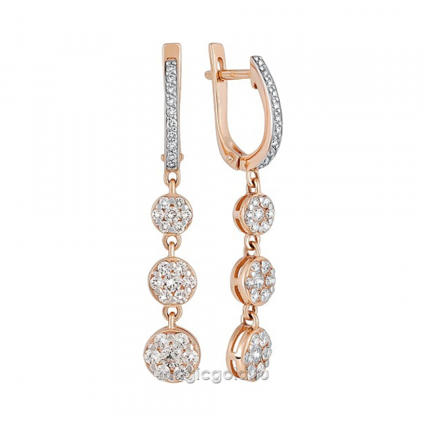 Золотые серьги с бриллиантом № 137823