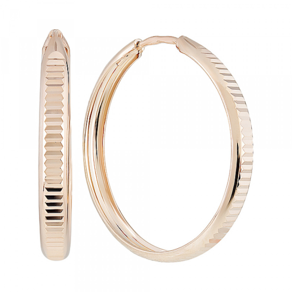 Золотые серьги конго с алмазной гранью № 129726