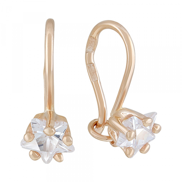 Золотые серьги с фианитом № 103271