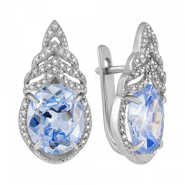 Серебряные серьги с фианитом № 132984