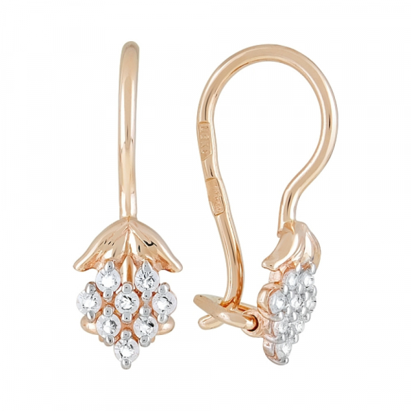 Золотые серьги с фианитами № 122289