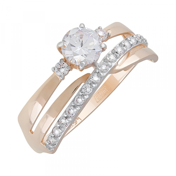 Золотое кольцо с фианитами № 127484