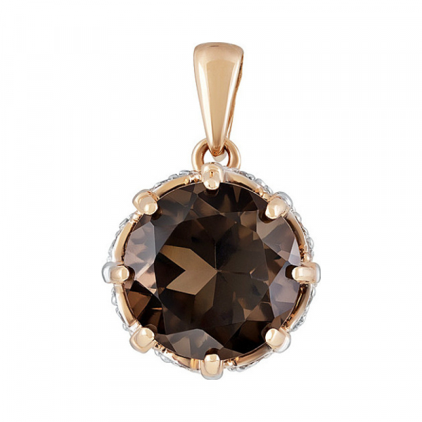 Золотая подвеска с раухтопазом и фианитом № 133355