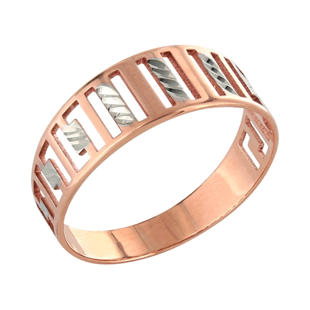 Золотое кольцо без камня с алмазкой № 101924