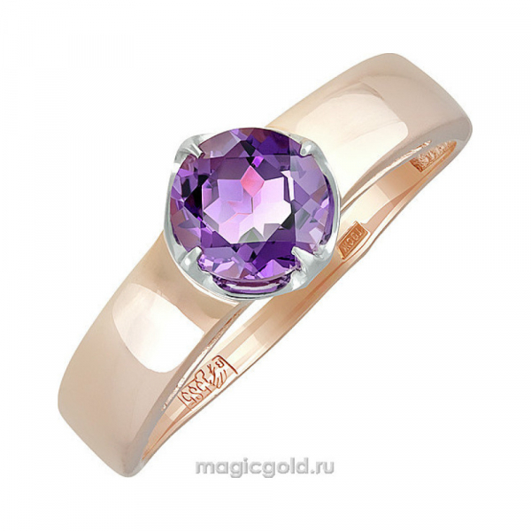 Золотое кольцо с аметистом и фианитом № 139169