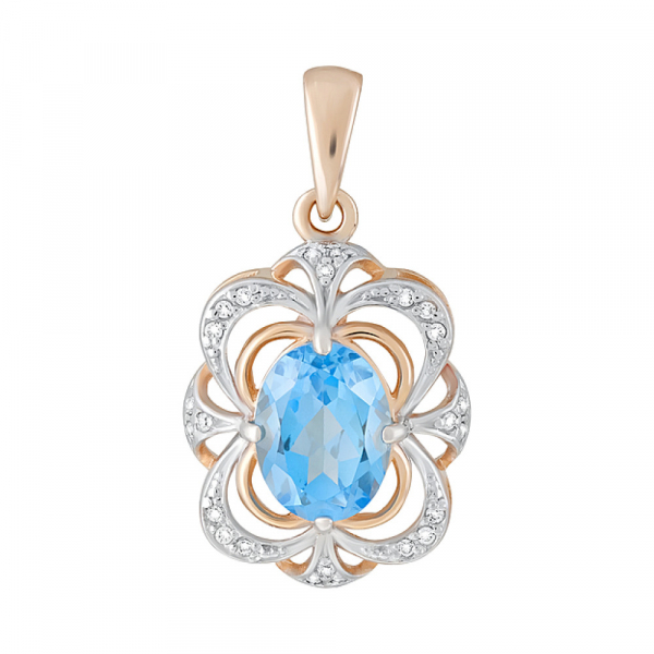 Золотая подвеска с топазом и фианитом № 124545