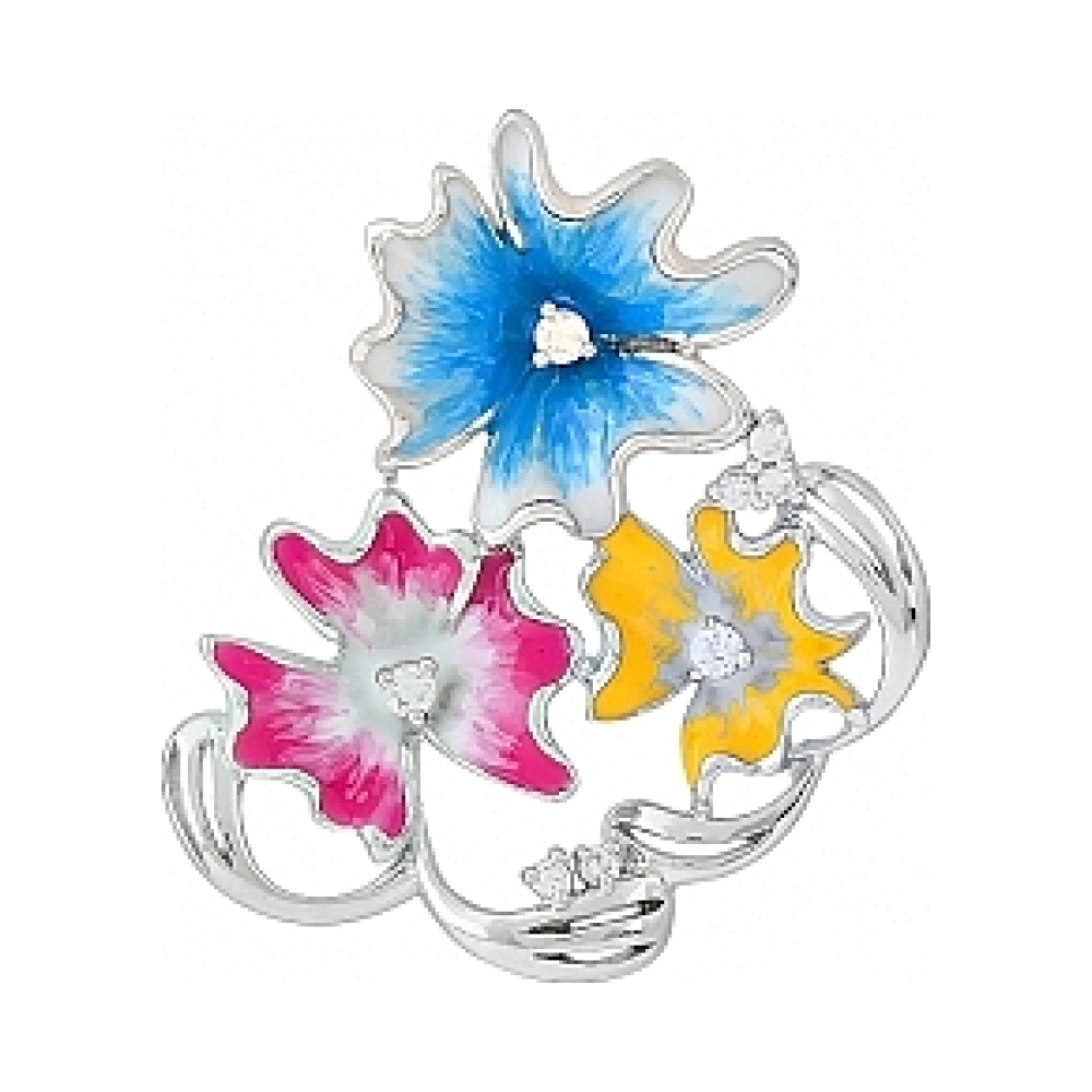 Серебряная подвеска с фианитом и эмалью № 114972