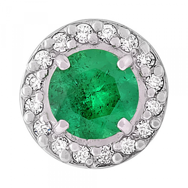 Золотая подвеска с изумрудом и фианитом № 113814