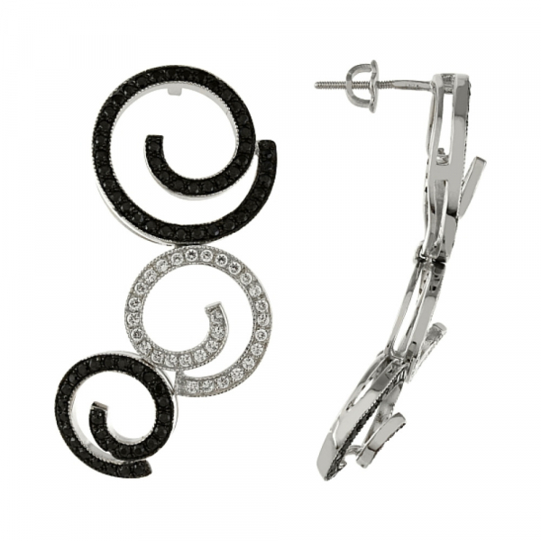 Серебряные серьги с фианитом № 83213