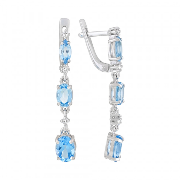 Золотые серьги с топазом и фианитом № 120325