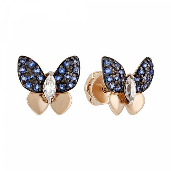 Золотые серьги с фианитом № 135340