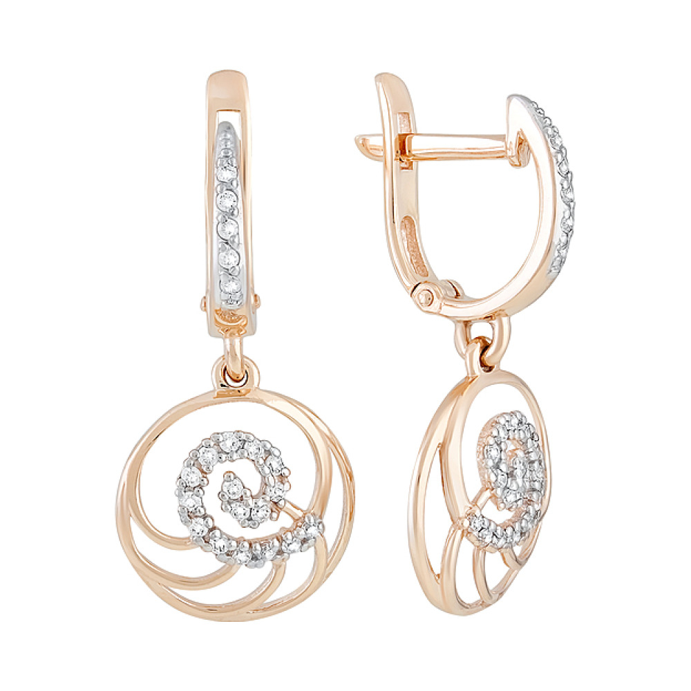 Золотые серьги с фианитами № 128874