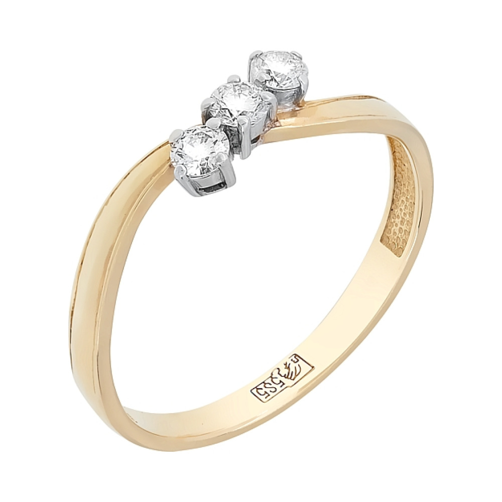 Золотое кольцо с бриллиантом № 77598