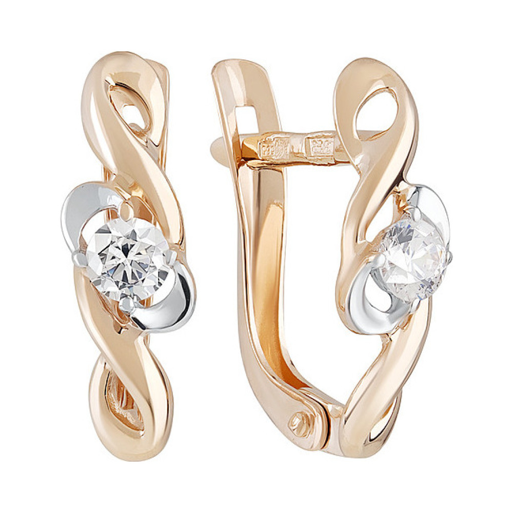 Золотые серьги с фианитом № 133891