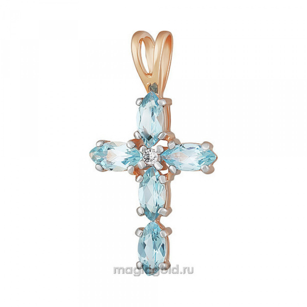 Золотая подвеска с топазом и фианитом № 160444