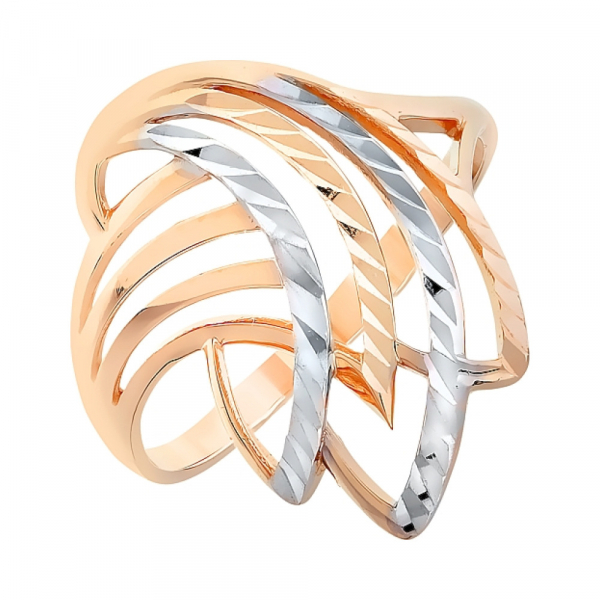 Золотое кольцо без камня с алмазкой № 101868