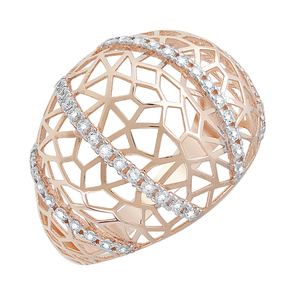 Золотое кольцо с фианитами № 123443