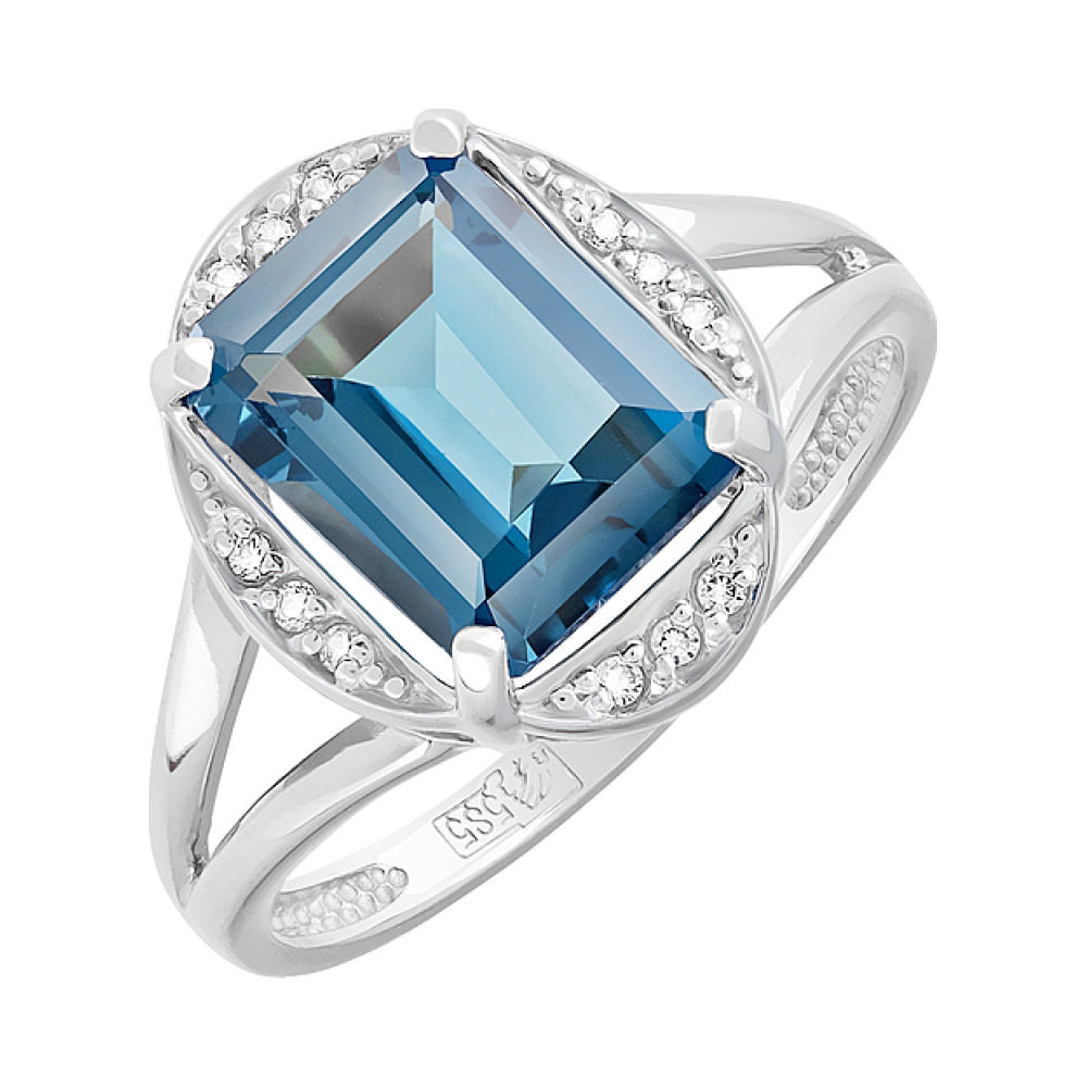 Золотое кольцо с топазом и фианитом № 127570