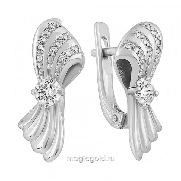 Серебряные серьги с фианитом № 140171