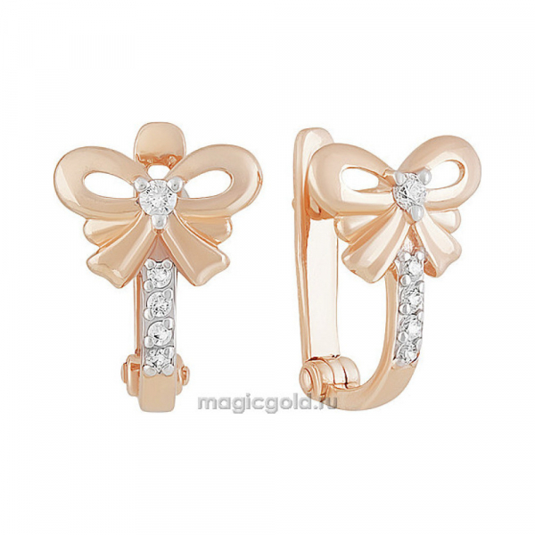 Золотые серьги с фианитом № 160248