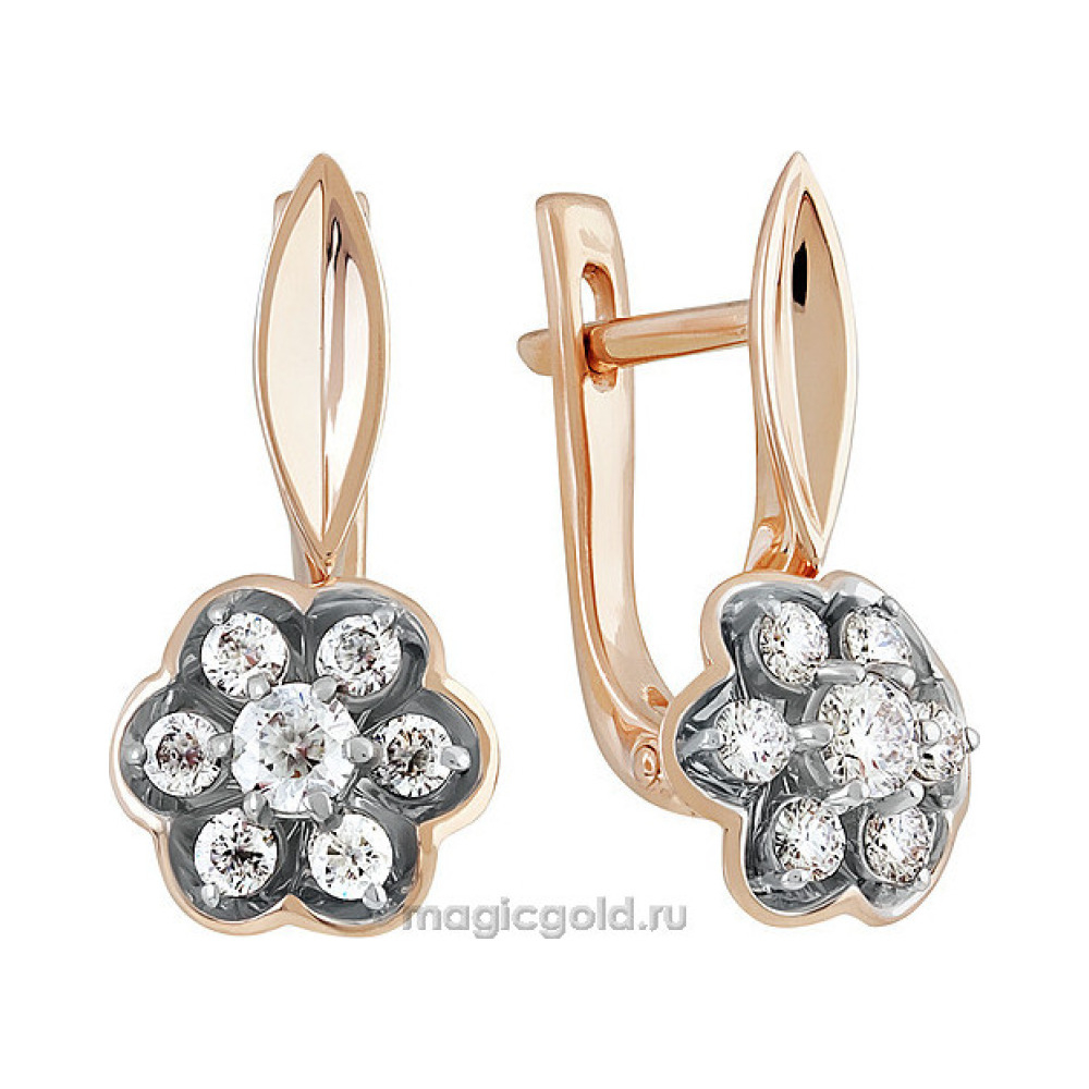 Золотые серьги с бриллиантом № 139329