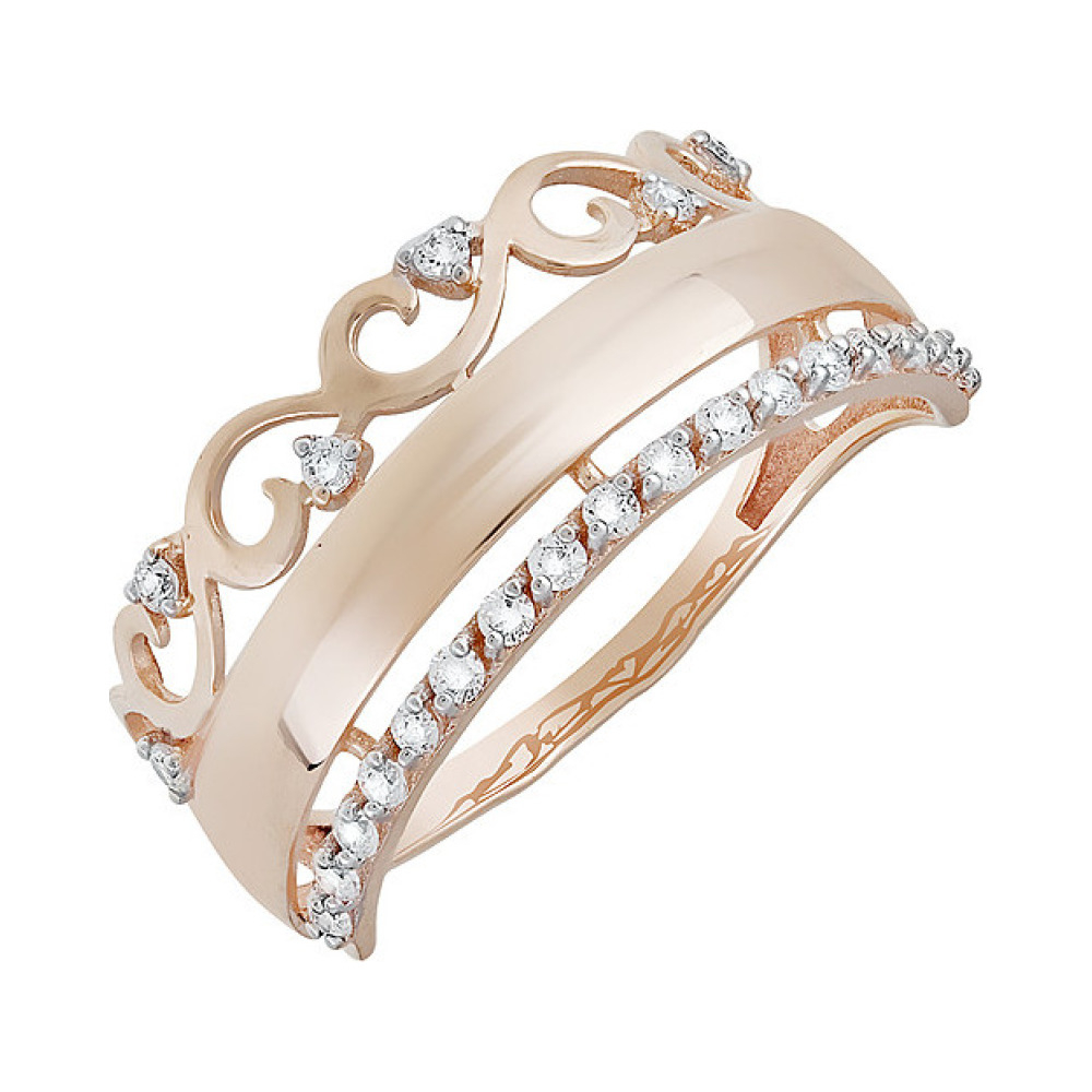 Золотое кольцо с фианитом № 133235