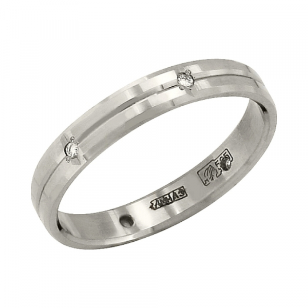 Золотое кольцо с бриллиантом обручальное № 81386