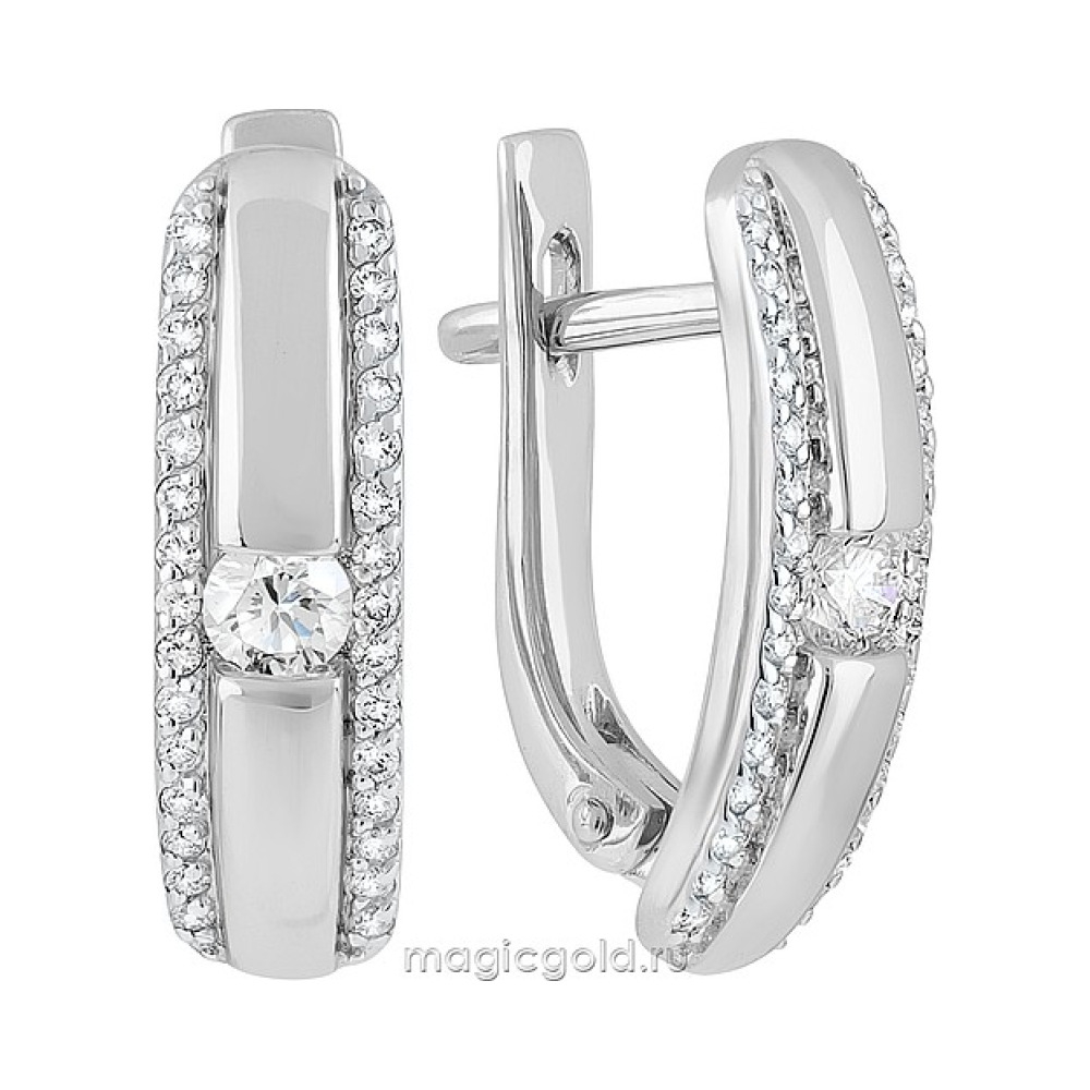 Золотые серьги с бриллиантом № 155950